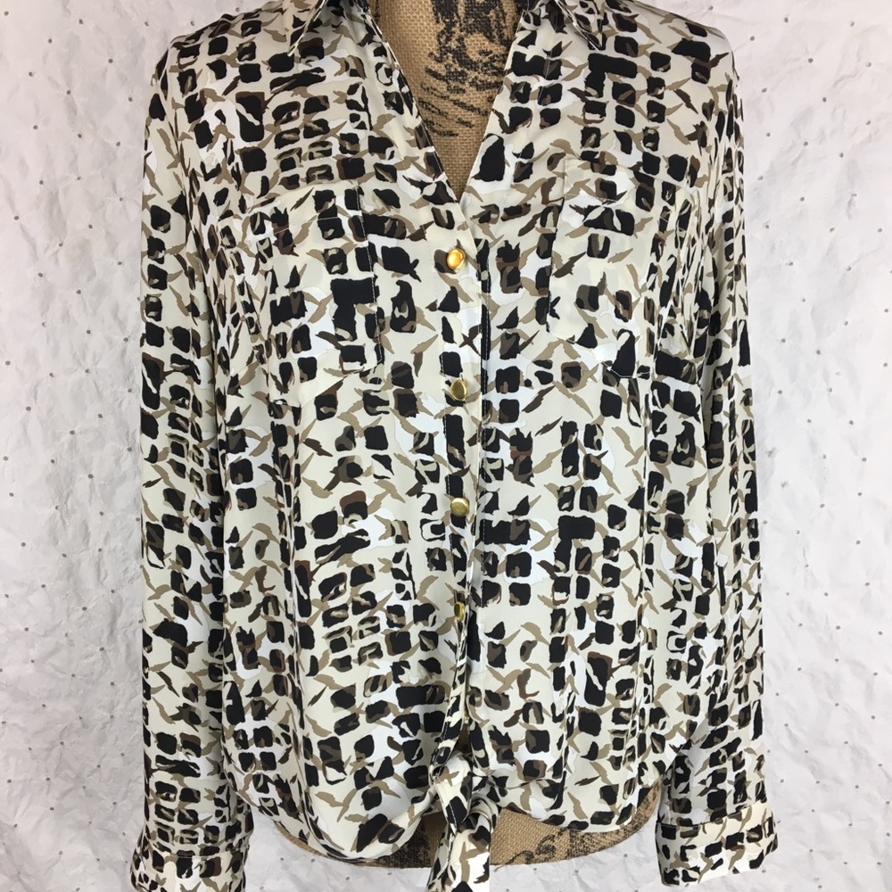 JM Collection Animal Print Button Up Shirt